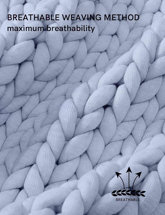 YnM Chunky Throw Blanket, Medium-Weight, Hand Knitted, Skin Friendly, Ventilated and Breathable, Machine Washable, Home Décor Piece for Couch, Sofa and Bed (Atlantis Blue, 50x70 Inch)