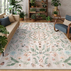 Lahome Chloe Insect Botanical Washable Beige Area Rugs 8x10 Rugs for Living Room, Non Slip Rugs for Bedroom, Boho Indoor Throw Dining Room Carpet for Under Table Home Office Playroom(Beige,8x10)
