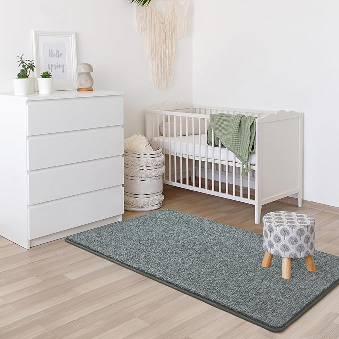 Keeko Soft 2x4 Small Runner Rug, Bedside Rugs for Bedroom Indoor Runner Hallway Carpets Non Slip Living Room Area Throw Rugs Memory Foam Laundry Room Rug for Teen Kids Boys Dorm Room Decor Grey