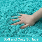 Runner Rug for Bedroom 2x6 Teal Blue Fluffy Shaggy Rug Soft Plush Fuzzy Area Rug Bedside Runners for Hallway Kids Nursery Dorm Playroom Living Room Modern Indoor Decor Carpet