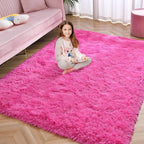 Softlife Hot Pink Area Rug for Bedroom, Fluffy Shag Plush 3x5 Rugs for Living Room Girls, Shaggy Throw Soft Fuzzy Small Kids Carpet for Dorm Bedside Ultra Cozy Non-Slip Indoor Decor