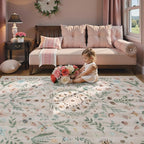 Lahome Chloe Insect Botanical Washable Beige 6x9 Area Rugs for Living Room, Non Slip Rugs for Bedroom, Boho Indoor Throw Dining Room Rugs for Under Table Carpet for Home Office Playroom(Beige,6x9)