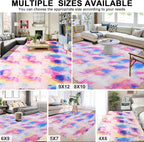 Rainbow Fluffy 4x6 Area Rugs for Bedoom Girls, Soft Fuzzy Furry Shag Rug for Kids Room, Kawaii Princess Plush Shaggy Bedside Rug, Cute Colorful Living Room Decor for Nursery Baby, Upgrade Anti-Skid