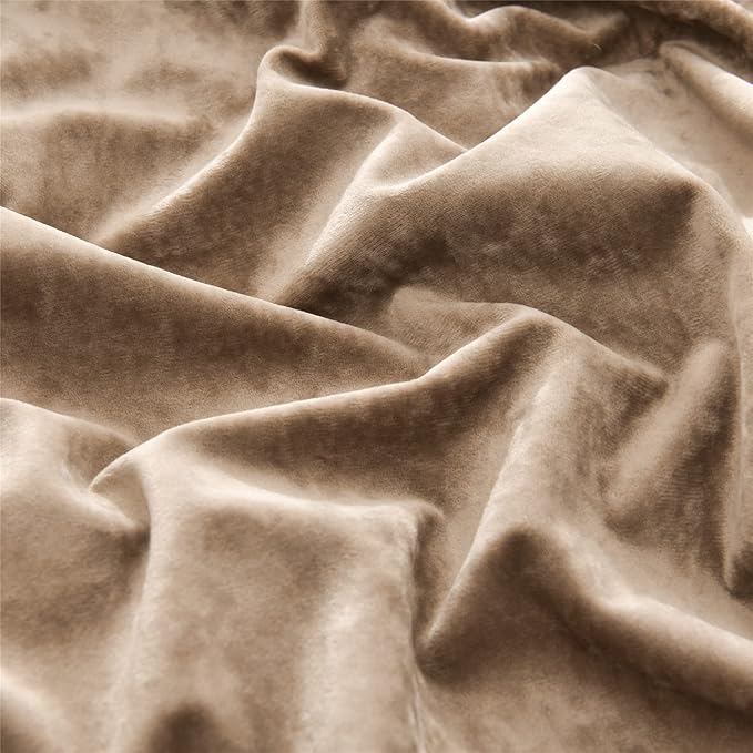 Fredsure Distressed Velvet Comforter Set, 5 Pieces Khaki Queen, Distressed Velvet Face and Brushed Microfiber Reverse