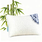 Shredded Memory Foam Pillows 1 Pack, Rayon Derived from Bamboo Pillow Queen Size Set of 1, Cooling Gel Pillows for Sleeping, Adjustable Pillow for Side Stomach and Back Sleepers with Washable Cover