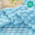 BEDELITE Light Blue Throw Blanket for Couch and Bed- Super Soft and Warm 3D Checkered Fluffy Fuzzy Fleece Blanket, Luxurious Plush Cozy Blanket for Room Decor Spring, 50x60 inches