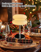 Mushroom Table Lamp for Bedroom, Cordless Mid Century Modern Lamp, Cute Egg Tart Small Night Light, 5000mAh Rechargeable Table Light for Living Room Nightstand Home Mushroom Decor Aesthetic (Cream)