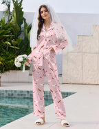 Ekouaer Pajamas For Women Set Silk Pjs 2 Piece Satin Sleepwear Long Sleeve Button Down Lounge Sets With Pant