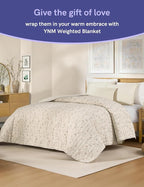 YnM King Size Linen Weighted Blanket for Adults (88x104 Inches, 15 Pounds, Botanical), Exclusive Smallest Compartments, Heavy Bed Blanket for Two Persons of 70~140lbs on Queen or King Bed