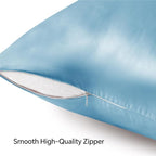 BEDELITE Satin Pillowcase with Zipper, Blue Pillow Cases Queen Size Set of 2, Super Soft and Cooling Similar to Silk Pillow Cases, Gift for Women Men(20x30 Inches)