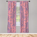 Lunarable Hamsa Window Curtains, Egyptian Boho Hand Shape Pattern Eye Design Bridal Night Inspired Art, Lightweight Decorative 2-Panel Set & Rod Pocket, Pair of - 28" x 95", Coral Blue