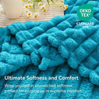 BEDELITE Teal Throw Blanket for Couch and Bed- Super Soft and Warm 3D Checkered Fluffy Fuzzy Fleece Blanket, Luxurious Plush Cozy Blanket for Room Decor Fall and Winter, 50x60 inches