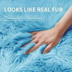 Faux Fur Rug for Bedroom, Fluffy Runner Rugs Soft Sheepskin Rug Sofa Couch Seat Cushion, 2x6ft Sky Blue Plush Area Rug Shag Rugs Floor Carpets for Nursery Bedside, Cute Shaggy Fuzzy Home Decor