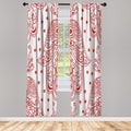 Lunarable Hamsa Window Curtains, Egyptian Boho Hand Shape Pattern Eye Design Bridal Night Inspired Art, Lightweight Decorative 2-Panel Set & Rod Pocket, Pair of - 28" x 95", Dark Coral