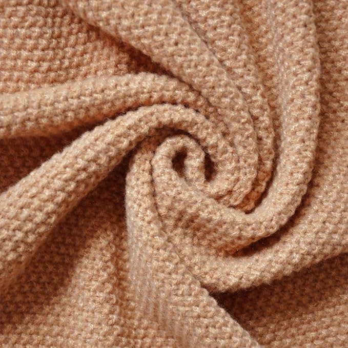 Khaki Waffle Texture Throw Blanket for Couch,Soft Cozy Cable Knit Throw for Bed Sofa Chair Living Room,Lightweight Warm Maximalist Decor Christmas Blanket,50"x60" (cr-A02)