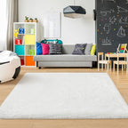 White Fluffy Area Rugs for Bedroom Living Room 4x6 Large Shaggy Soft Fur Throw Rug Non Slip Modern Indoor Furry Floor Carpet Washable Plush Fuzzy Kids Rug for Nursery, Baby, Teen Dorm Room