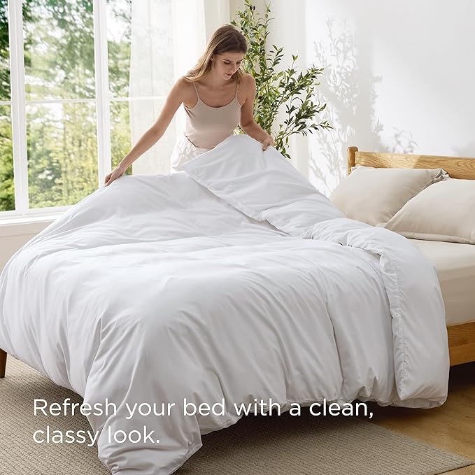 Bedsure Duvet Cover Full Size - Only Includes 1 Duvet Cover (80"x90"), Hotel Luxury Soft Double Brushed All Season Bedding for Kids & Adults, Zipper Closure, White (No Comforter, No Pillow Shams)