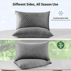 puredown® Pillows Standard Size Set of 2, Shredded Memory Foam Pillows, Cooling Pillow for Sleeping, Bed Pillows Standard Size with Adjustable Foam for Side, Back and Stomach Sleepers, Grey