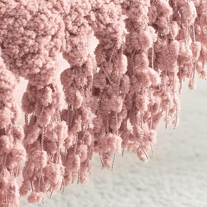 Throw Blanket for Couch, Dusty Pink Luxury Knitted Throws 60"x80", Textured Blankets with Handmade Fringe Tassels for Bed Sofa Decorative, Chunky Soft Farmhouse Boho Home Decor