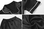Umeyda Girls Womens Pajamas Set, Satin Silky Button Down Loungewear 2 Piece Short Sleeve Pants PJS Sets for Mommy Kids