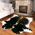 HOMORE Cowhide Rug, 3x4 Rug Small Cow Print Rug for Bedroom Faux Cow Hide Animal Print Carpet for Living Room Office Table Western Decor, Dark Brown