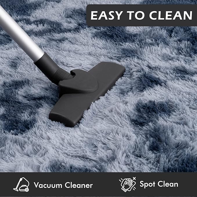 Softlife Area Rug for Living Room, Fluffy Shag Plush 6x9 Blue Rugs for Bedroom Girls Kids, Shaggy Soft Fuzzy Tie Dyed Large Carpet for Dorm Bedside Ultra Cozy Non-Slip Indoor Decor