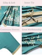 Aensso Long Soft Lightweight Silky Kimonos Robes for Women, Luxury Japanese Floral Womens Kimono Robe