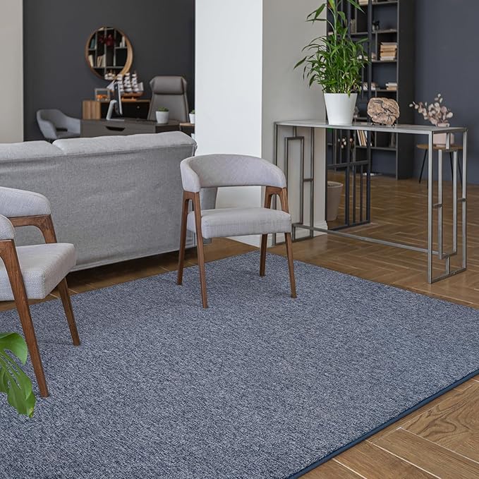 Keeko 5x8 Area Rugs for Living Room, Soft Modern Memory Foam Bedroom Rug Washable Indoor Rug Low Pile Minimalist Non-Slip Carpet Big Rugs for Kids Nursery Room Home Decor Blue and White