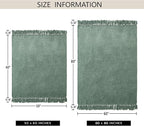 Chenille Throw Blanket for Couch 60"X 80" Twin, Soft Cozy Throws with Fringe Tassel for Bed Sofa Chair Cover, Lightweight Knitted Decorative Boho Blankets for Living Room, Sage Green