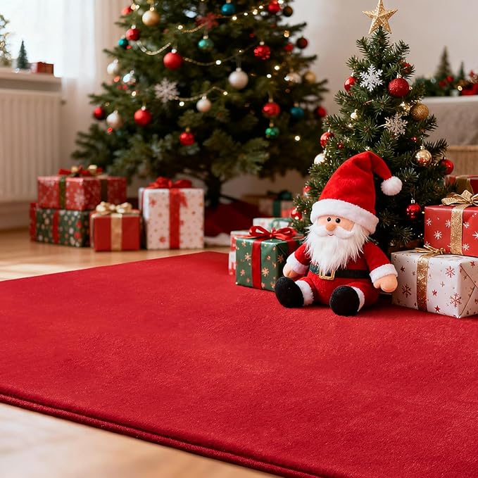 Andecor Soft Area Rug, 4x6 Red Washable Rugs for Living Room Bedroom, Indoor Fluffy Carpets for Dorm Boys Girls Kids Room Nursery Home Decorations