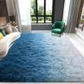 Navy Blue Area Rug 6x9 Large Rugs for Living Room Bedroom, Fluffy Cute Rug Modern Carpets for Kids Room, Non-Skid Rectangular Indoor Gradient Rug for Girls Boys Nursery Room Home Decor
