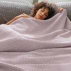 PHF Ultra Soft Waffle Weave Blanket King Size 104"x 90"- Washed Lightweight Breathable Cozy Woven Blanket for Bed - Aesthetic Decor for Couch Bedding Sofa Home Car - Lavender