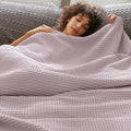 PHF Ultra Soft Waffle Weave Blanket Twin Size 66"x 90"- Washed Lightweight Breathable Cozy Woven Blanket for Bed - Aesthetic Decor for Couch Bedding Sofa Home Car - Lavender