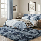ISEAU 4x6 Area Rug for Living Room, Dark Blue Abstract Rugs for Bedroom, Dorm, College, Apartment, Soft Shaggy Carpets, Machine Washable Mats, Under Bed, On Nursery Floors Mat, Boys, Girls Room Carpet