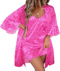 Ekouaer Women's Silk Robe Set V-neck 2 Piece Bridal Party Robes and Satin Bathrobe Set with Pockets