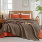 PHF Ultra Soft Waffle Weave Blanket Queen Size 90"x 90"- Washed Lightweight Breathable Cozy Woven Blanket for Bed - Aesthetic Decor for Couch Bedding Sofa Home Car - Chocolate