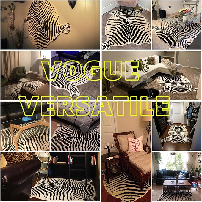 townssilk Area Rug Faux Zebra Print Rug 4.3x4.7 Feet Rug/Mat/Carpets for Home