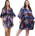 QXQTER Peony Floral Silky Satin Robe Wedding Bridal Party Bride Bridesmaid Robes for Women Dressing Gown Kimono Robe