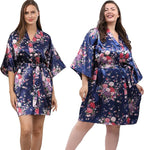 QXQTER Peony Floral Silky Satin Robe Wedding Bridal Party Bride Bridesmaid Robes for Women Dressing Gown Kimono Robe