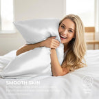Pure Bedding Satin Pillowcase 2 Pack - King Size (20"x40", White) - Silky Pillow Cases for Hair and Skin - Satin Pillow Covers with Envelope Closure - Extra Soft Premium Microfiber