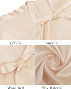 Vlazom Womens Kimono Robes Dressing Gown Satin Bathrobe Nightdress Short Style Bridal Robe