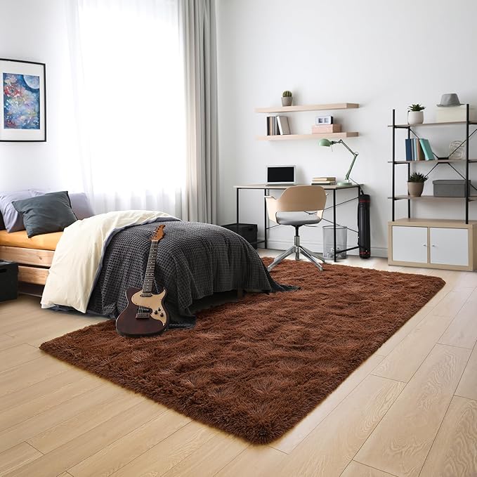 Noahas Large Fluffy Brown 8x10 Area Rugs for Living Room Bedroom,Thick Shag Throw Rug,Big Soft Shaggy Bedside Non-Slip Plush Dorm Nursery Kids Carpet