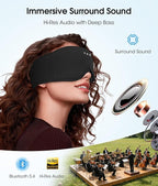 MUSICOZY Bluetooth Sleep Headphones, Wireless Sleep Mask with Bluetooth 5.4, Ultra-Thin Stereo Speakers, 14H Playtime, Comfortable Eye Mask for Side Sleepers, Travel & Relaxation Gifts for Men Women