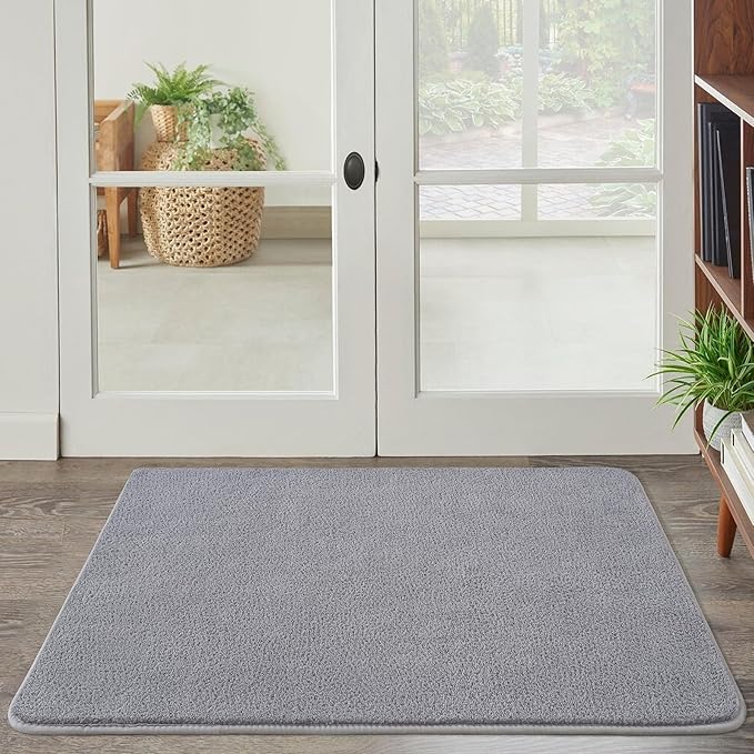 Keeko 2x3 Grey Area Rugs for Bedroom Living Room, Soft Modern Indoor Throw Rugs Low Pile Fluffy Small Rug Door Mat Washable Non Slip Entryway Rug Carpet for Nursery Home Kids Room Decor