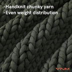 YnM Weighted Blanket, Handmade Chunky Knitted Design, Soft and Cozy, Temperature Regulating and Breathable, Machine Washable Throw for Sleep or Home Decor (Forest Green, 80x87 Inch, 25lbs)