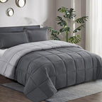 HIG 3pc Gray Oversized King Plus Comforter Set Duvet Insert, Reversible, All Season, Box Stitched, with Corner Tabs, Soft, Fluffy（128'' x 120''）