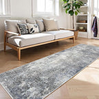 2x8 Washable Non-Slip Hallway Runner Rug – Modern Coastal Abstract Neutral Stain-Resistant Low-Pile Carpet Runner for Kitchen Entryway Bedroom Bathroom (Blue Gray,2x8)