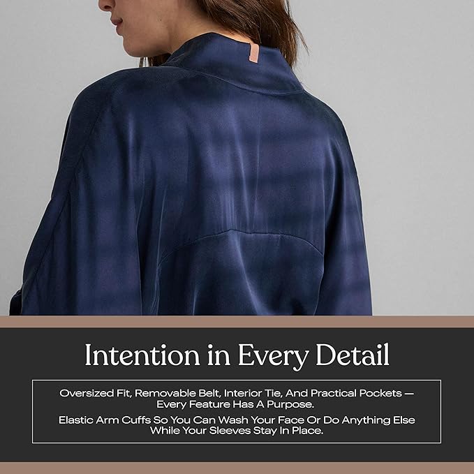 Lunya Washable Silk Robes for Women – Lightweight Short Robes with Pockets, Removable Belt & Interior Tie – Multiple Colors