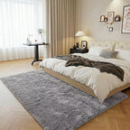 junovo 8x10 Grey Washable Area Rug for Boys Bedroom Living Room, Soft Non-Slip Fluffy Rugs, Shag Plush Memory Foam Carpet for Kids Room Baby Nursery Home Decor