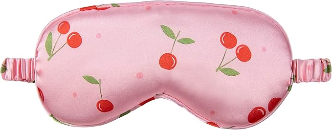 Slumber Satin Beauty Sleep Set, Cherry, 3-Piece Set with Pillowcase, Eye Mask, and Scrunchie